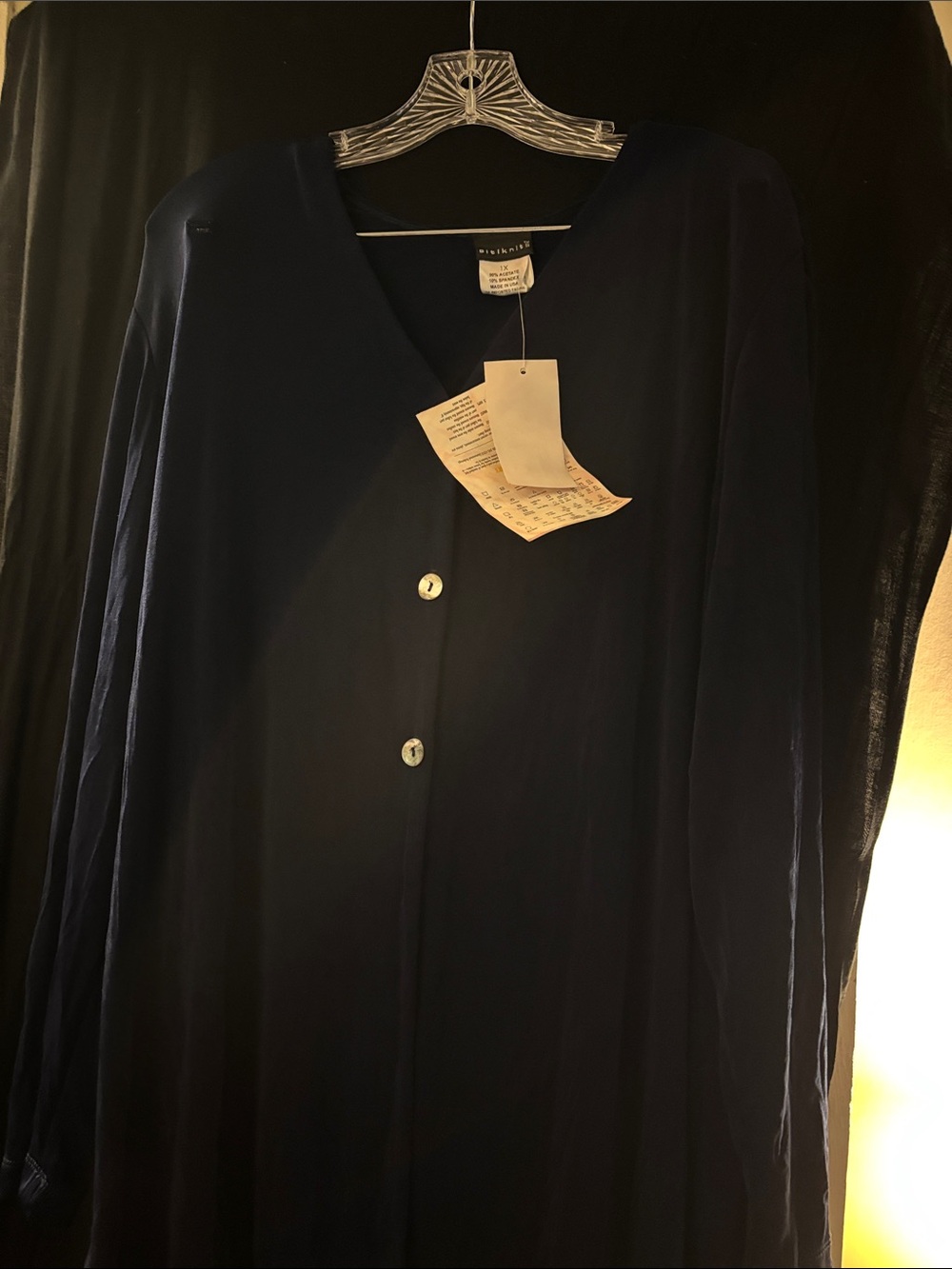 Citiknits Navy V-Neck Button Tunic- size 1X